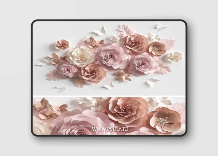 Composition of paper flowers 3D Model