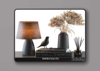 Decorative Set Lampshade with Dried Plants