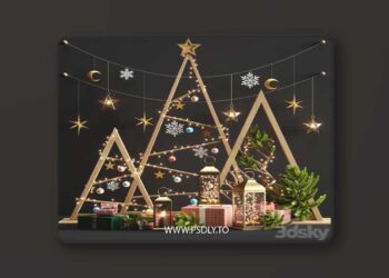 New year decorative set 2 3D Model
