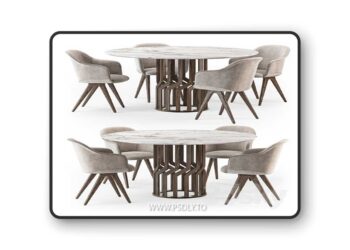 Potocco Intreccio Table Lyz Wood Armchair
