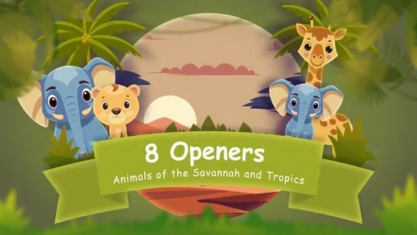 Videohive 8 Opener with Animals of the Savannah and Tropics 55580235