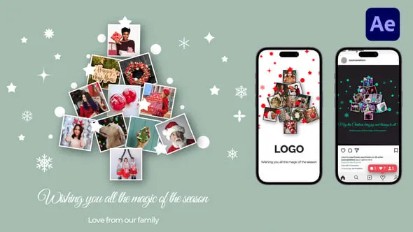 Videohive Christmas Tree Photo Collage Intro 55424926