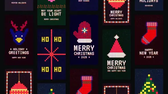 Videohive Retro Pixel Christmas Stories 55335128