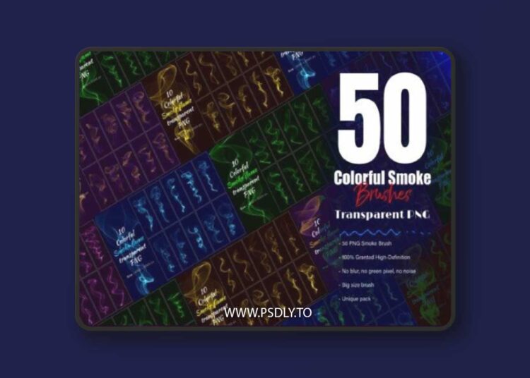 50 Colorful Smoke Flame PNG Brush