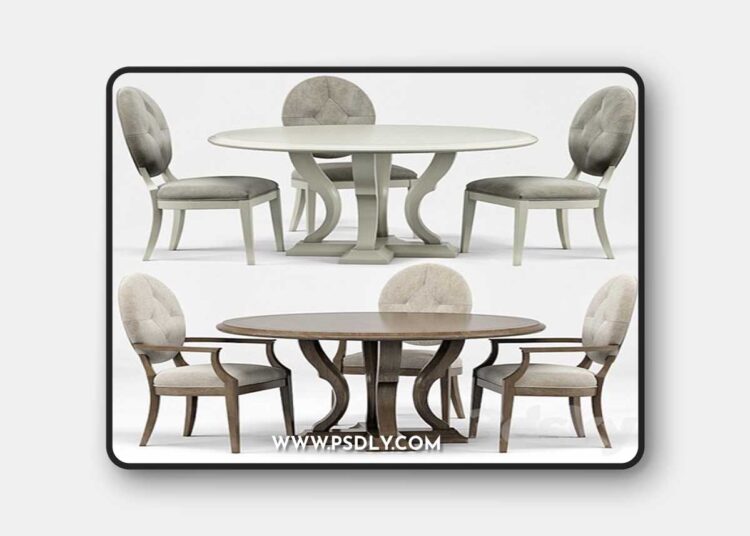 Clarke Oval Dining Chair, Michaela Round Dining Table