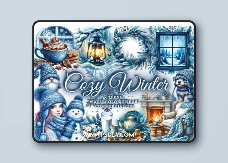 Cozy Winter - 70+ Watercolor Clipart Christmas PNGs