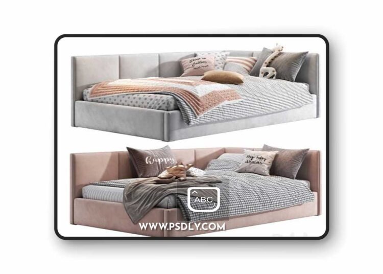 Parfe cushioned Corner bed 3d Model