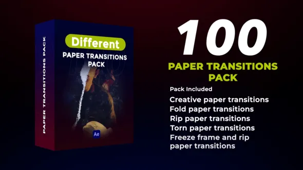 Videohive - 100 Paper Transitions Pack - 56381484