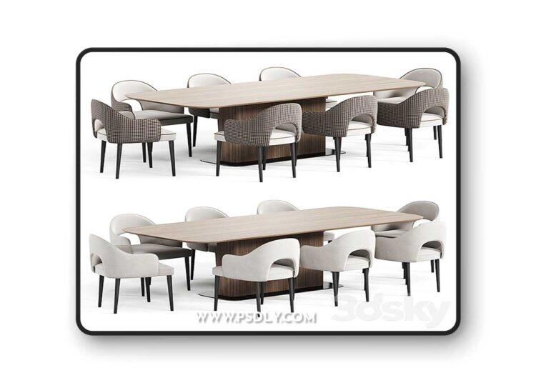 3dsky Pro - Dining Set 16 3D Model