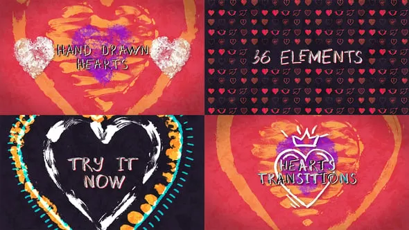 Videohive - Doodle Hand Drawn Hearts Collection - 56495514