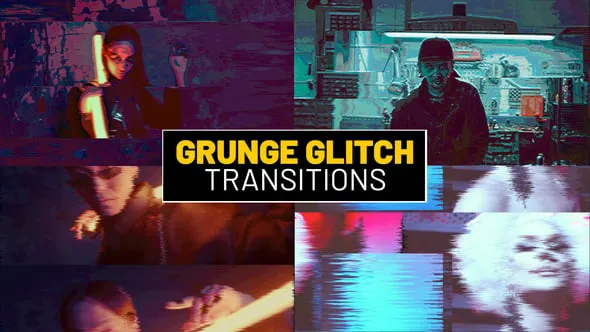 Videohive - Grunge Glitch Transitions | After Effects - 52466994