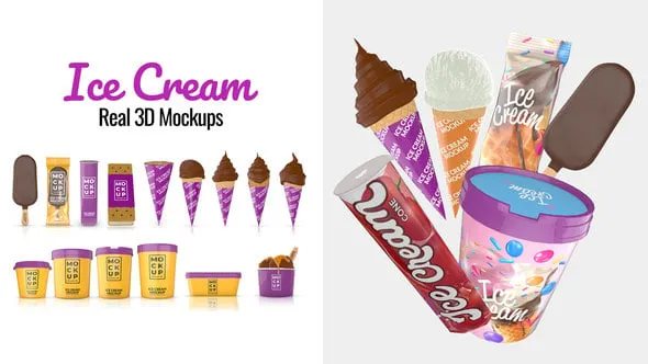 Videohive Ice Cream Real 3D Mockups 45915994