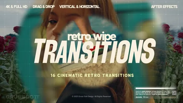 Videohive - Retro Wipe Transitions - 56525894