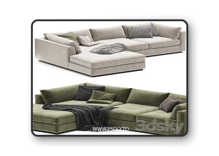3dsky Pro - Oceanside Deep 2 Piece Left Arm Bumper Sectional Sofa