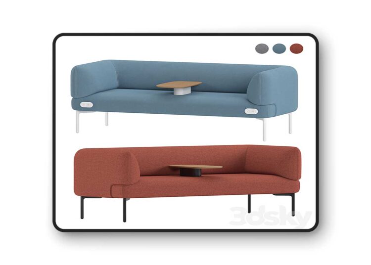 3dsky Pro - Haworth Cabana Sofa S9C2-0 With Integrated Table