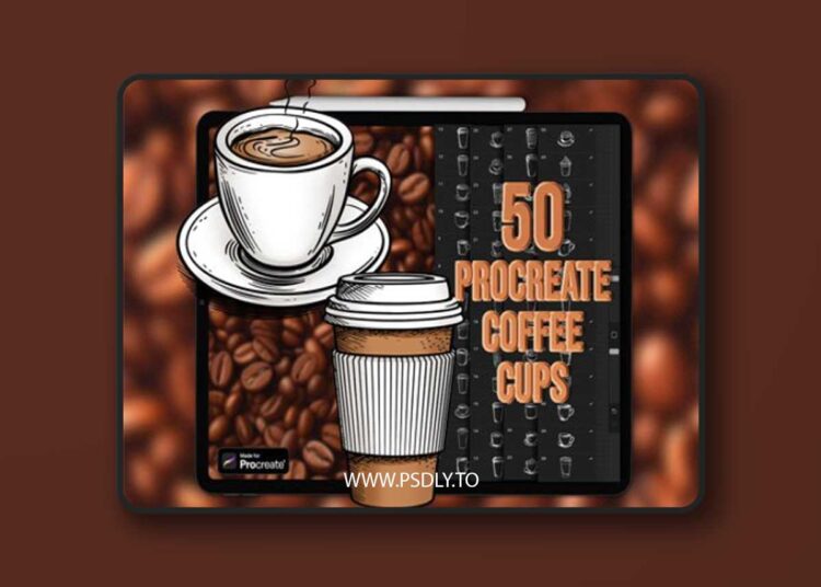 50 Coffee Cups Stamps Brushes for Procreate