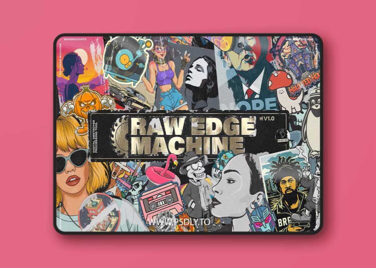 CreativeMarket - Raw Edge Sticker Poster Machine 91979477