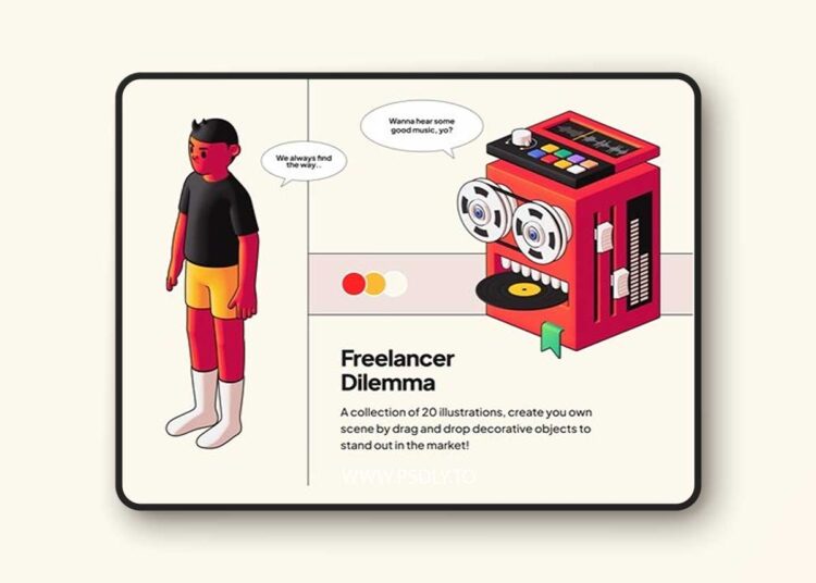 Freelancer Dilemma 3D Illustration