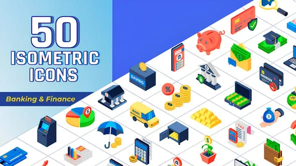 Videohive - Isometric Icons Banking and Finance - 57667505