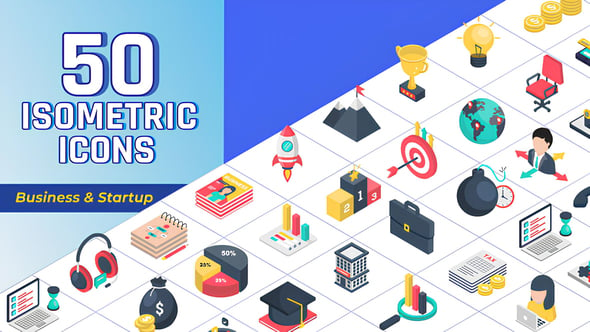 Videohive - Isometric Icons Business and Startup - 57698946