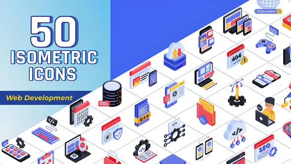Videohive - Isometric Icons Web Development - 57700262