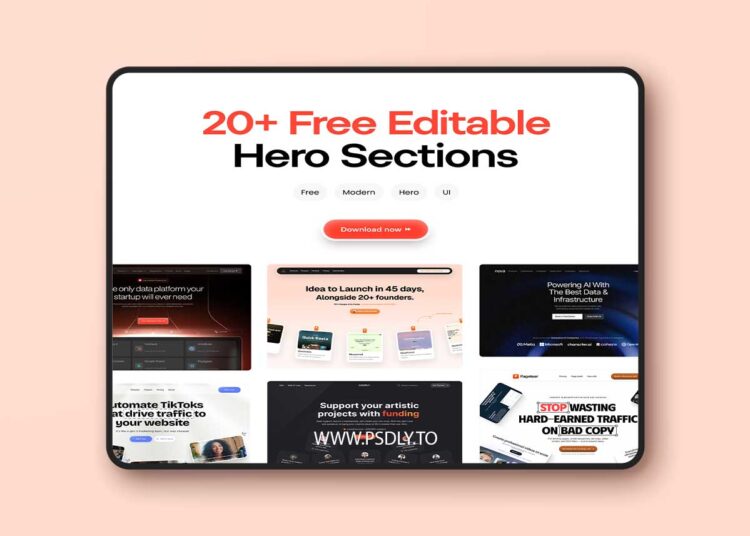 20+ Editable High-quality Hero Sections for Figma