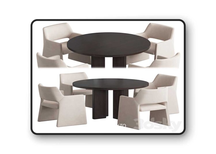 3dsky Pro - Foley Faux chair Wood table
