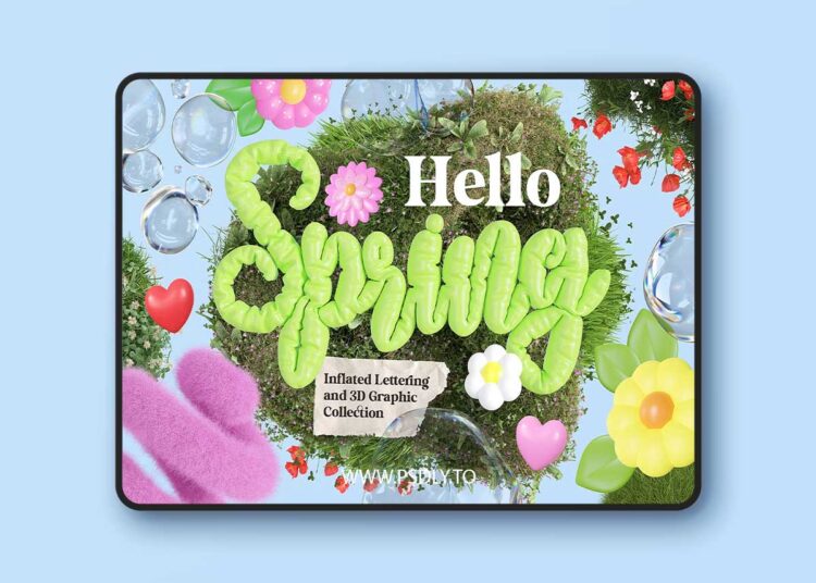 CreativeMarket - Hello Spring - 3D Lettering Set - 92078120