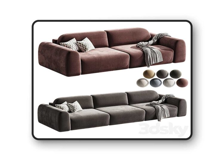 Straight sofa Lilt 2 round 3D Model