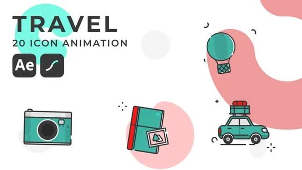 Videohive - 20 Travel animated icons pack | After Effects Template & Lottie Animation - 57330751