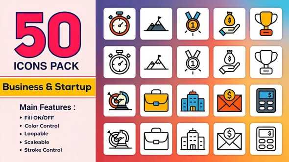 Videohive - Dual Icons Pack Business and Startup - 57882266