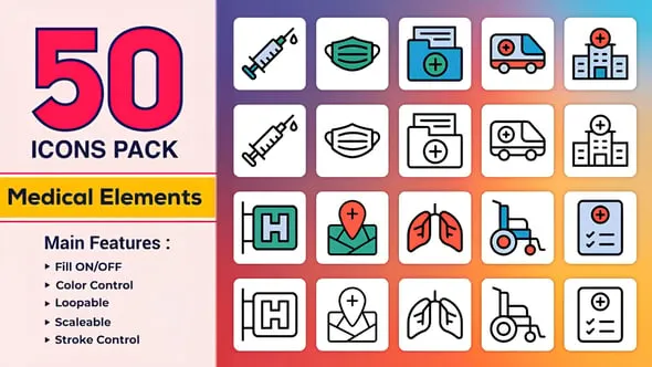 Videohive - Dual Icons Pack Medical Icons - 57881895