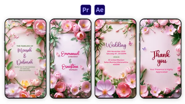 Videohive - Romantic Floral Wedding Invitation Instagram Story - 57304213