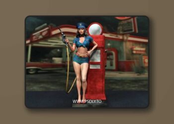 Exclusive – Mobil Oil Pin up Girl – 3D Print Model STL
