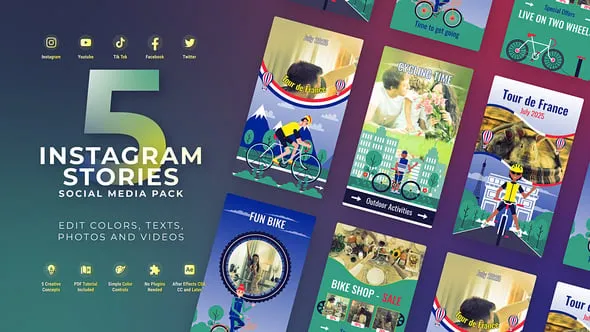 Videohive - Bicycle Promo Stories Tour de France Instagram Cycling Event Promo - 58641237