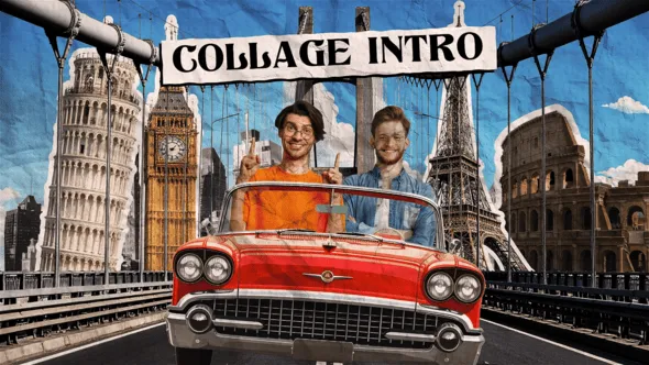 Videohive - Retro Paper Collage Style Intro - 58623572
