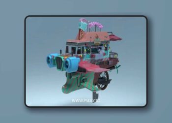 Flying Ice Cream Truck Low-poly 3D model