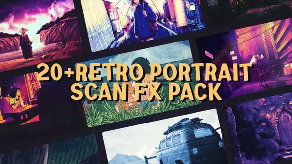 Videohive - Retro Portrait Scan FX – VHS Grunge Texture & Analog Frame Pack - 58793185