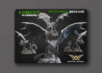 White Angel Miniatures – Forest Warriors – Forest Dragon – 3D Print